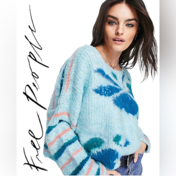Free People Sweaters - NWT Free People Lily Sweater Mosaic Sky Combo